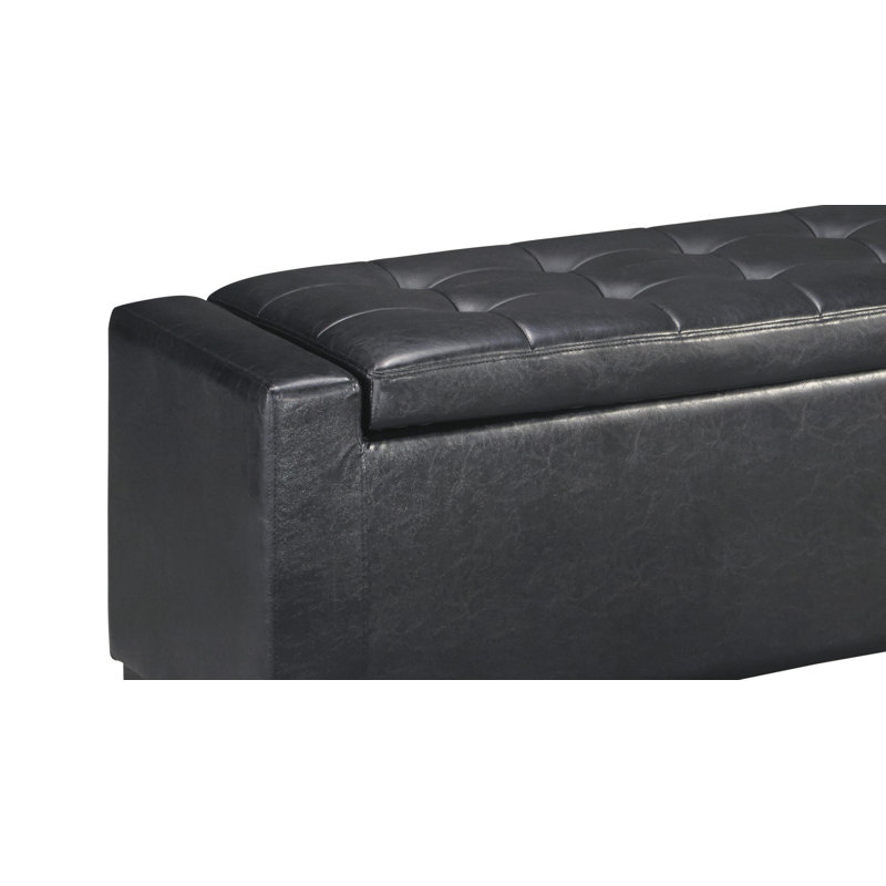 Red Barrel Studio® Bowmanville Faux Leather Solid Wood Storage Bench